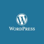 WordPress logo on blue background