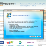 The setup screen for IE 8